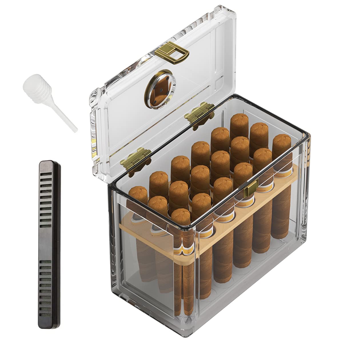 Home Fragrance Maple Walnut - Acryl Sigaar Humidor Met Hygrometer Luchtbevochtiger