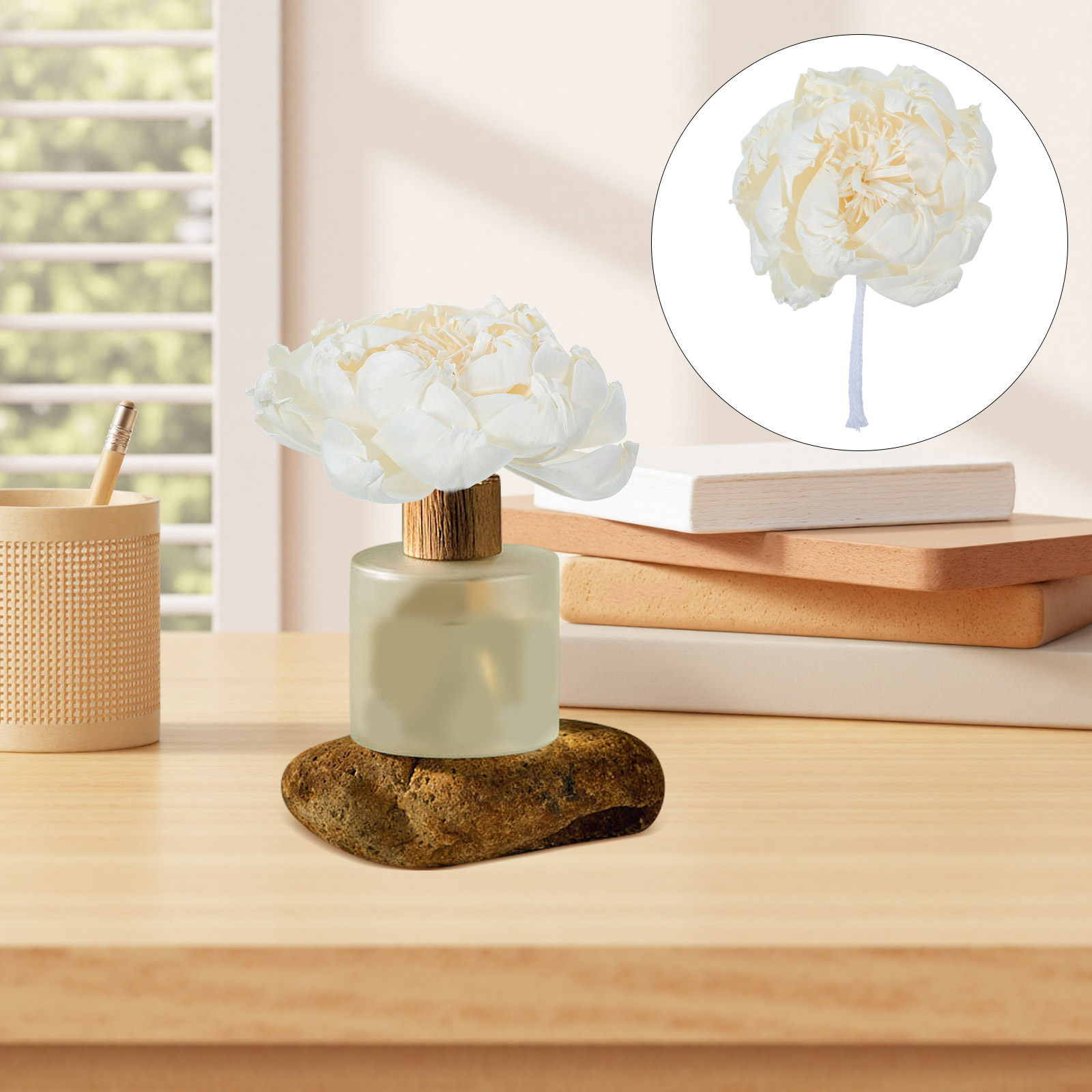 Home Fragrance Oil Diffuser - Pioenroos Geurverspreider 12Cm Kunstmatige Pioenrozen Bloemgeurende