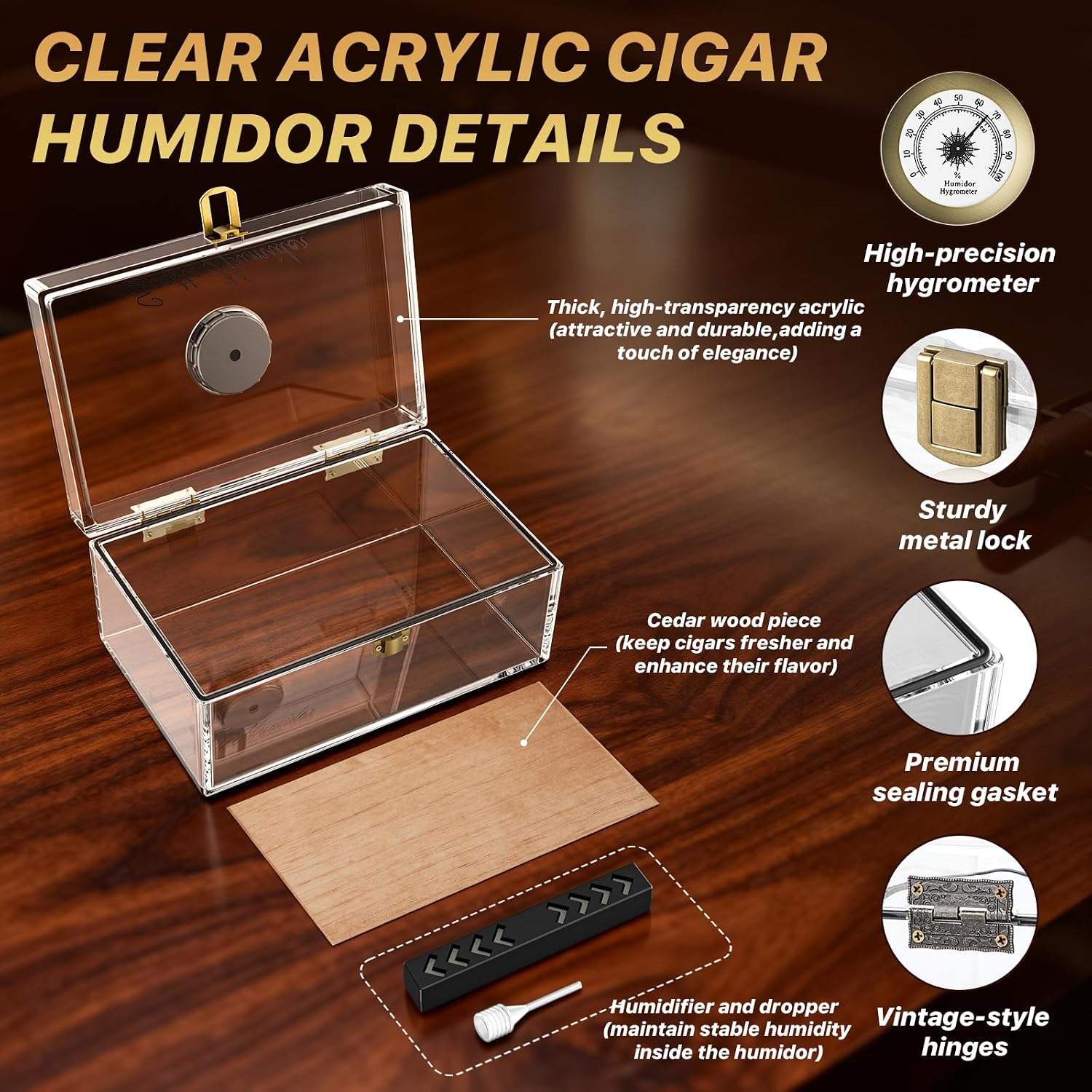 Acryl bureau-sigaarhumidor met - Home Fragrance Maple Walnut recensie en prijs