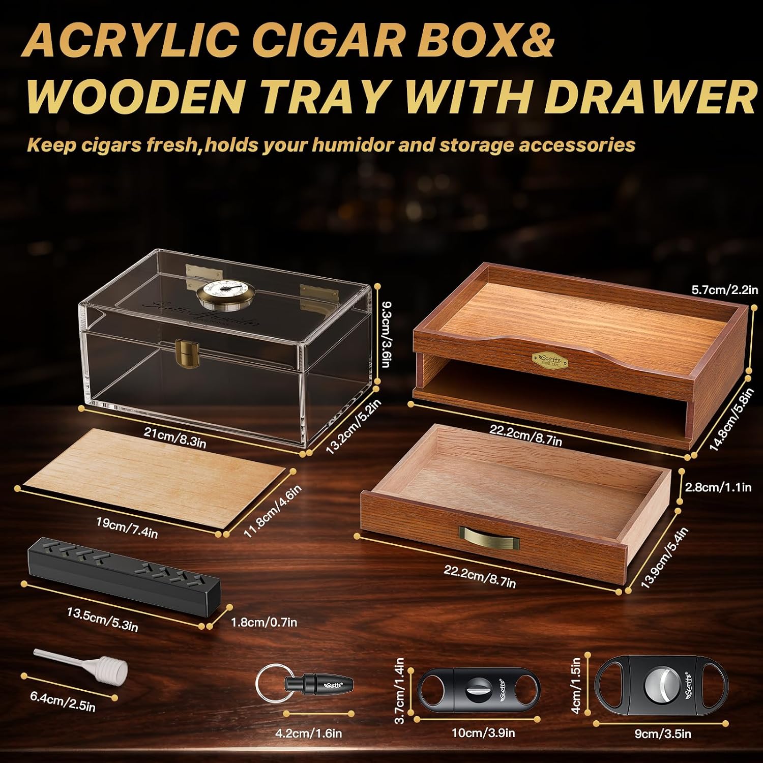 Acryl bureau-sigaarhumidor met - Home Fragrance Maple Walnut recensie en prijs