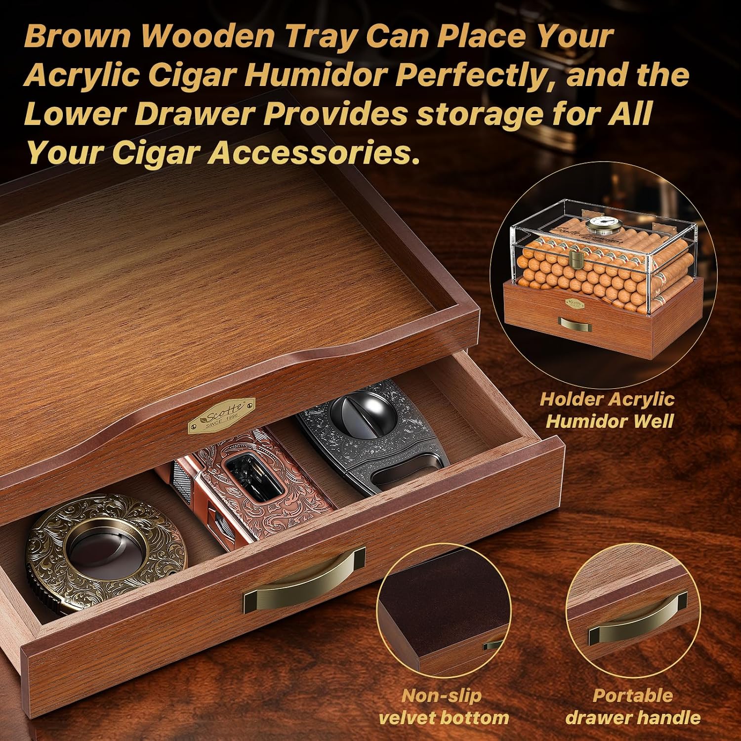 Acryl bureau-sigaarhumidor met - Home Fragrance Maple Walnut recensie en prijs